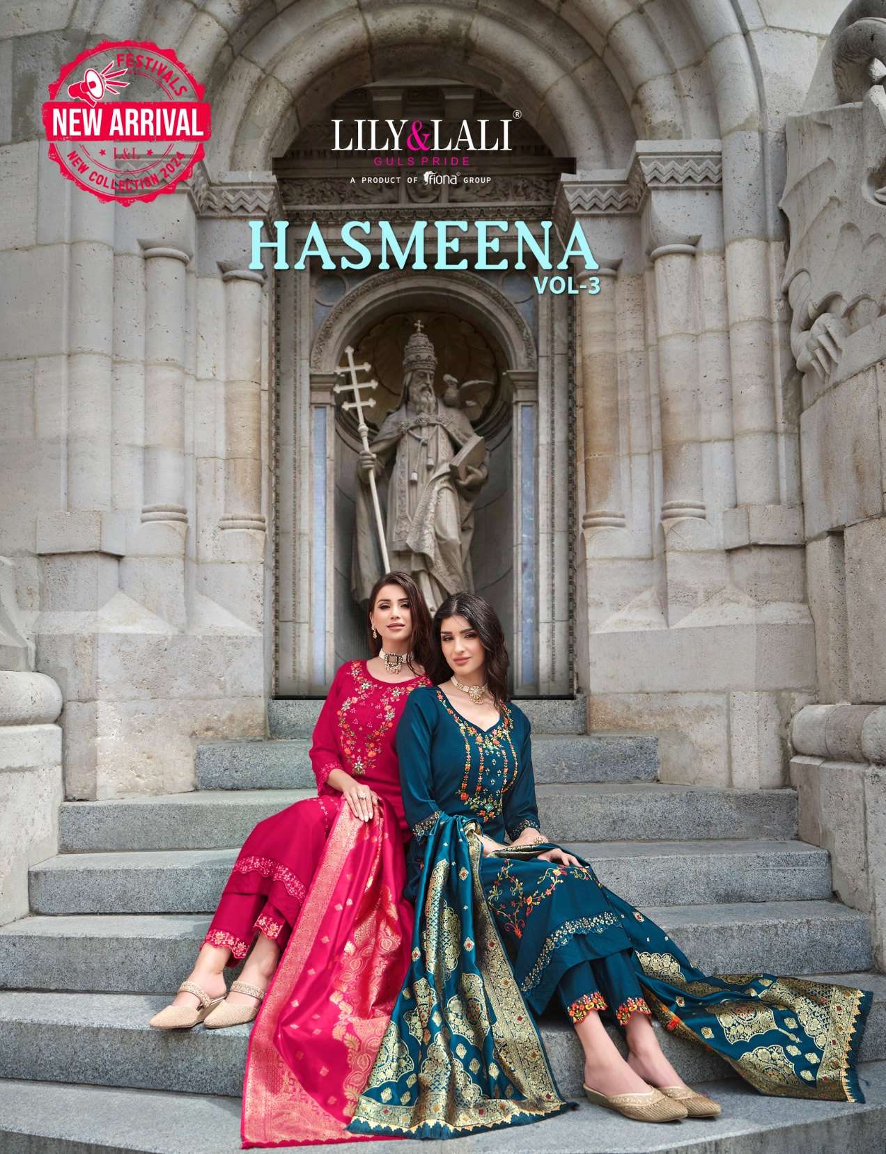 HASMEENA VOL 3 VISCOUSE EMBROIDERY AND HANDWORK KURTI WITH PNT AND JACQUARD DUPATTA BY LILY AND LALI...