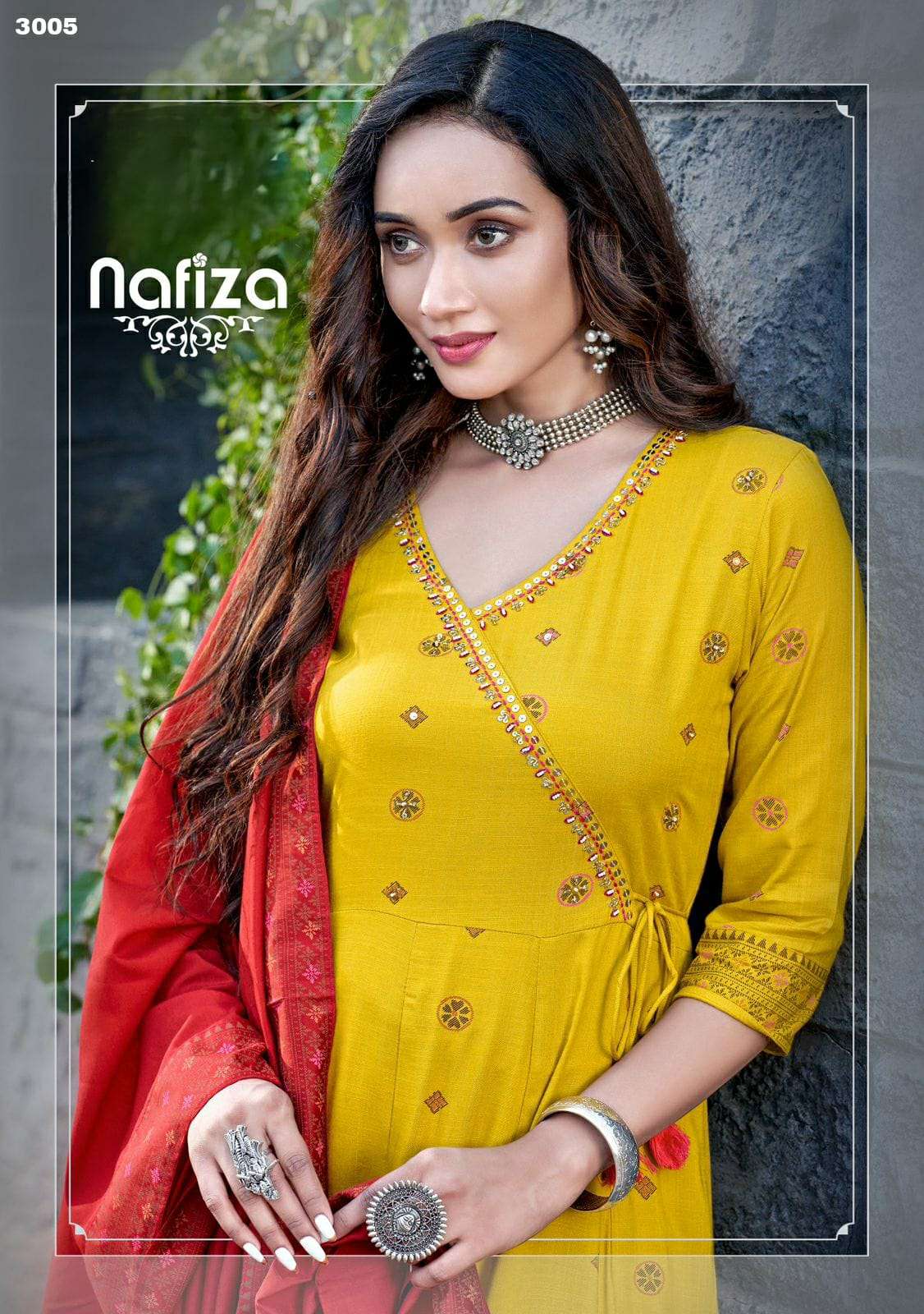 NAFIZA RAYON SLUB EMBRIDERY WORK KURTI WITH PANT AND CHANDERI DUPATTA BY S3FOREVER BRAND WHOLESALER ...