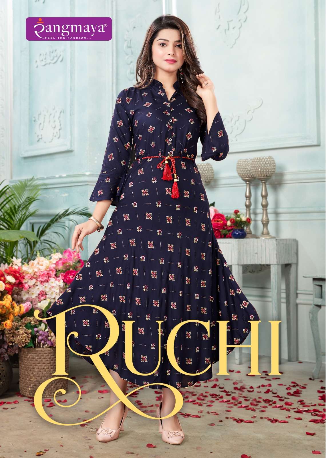 RUCHI HEAVY RAYON PRINTED FANCY KURTI BY RANGMAYA BRAND WHOLESALER AND DEALER