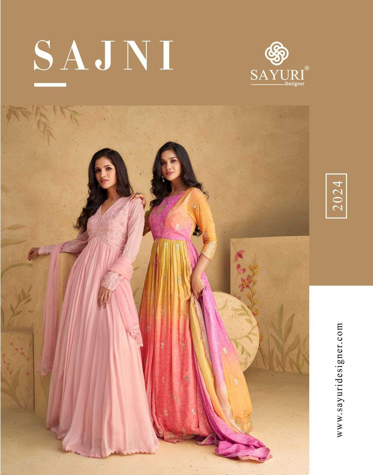 SAJNI REAL CHINON SILK HEAVY EMBROIDERY AND HANDWORK KURTI WITH GEORGETTE DUPATTA BY SAYURI DESIGNER...