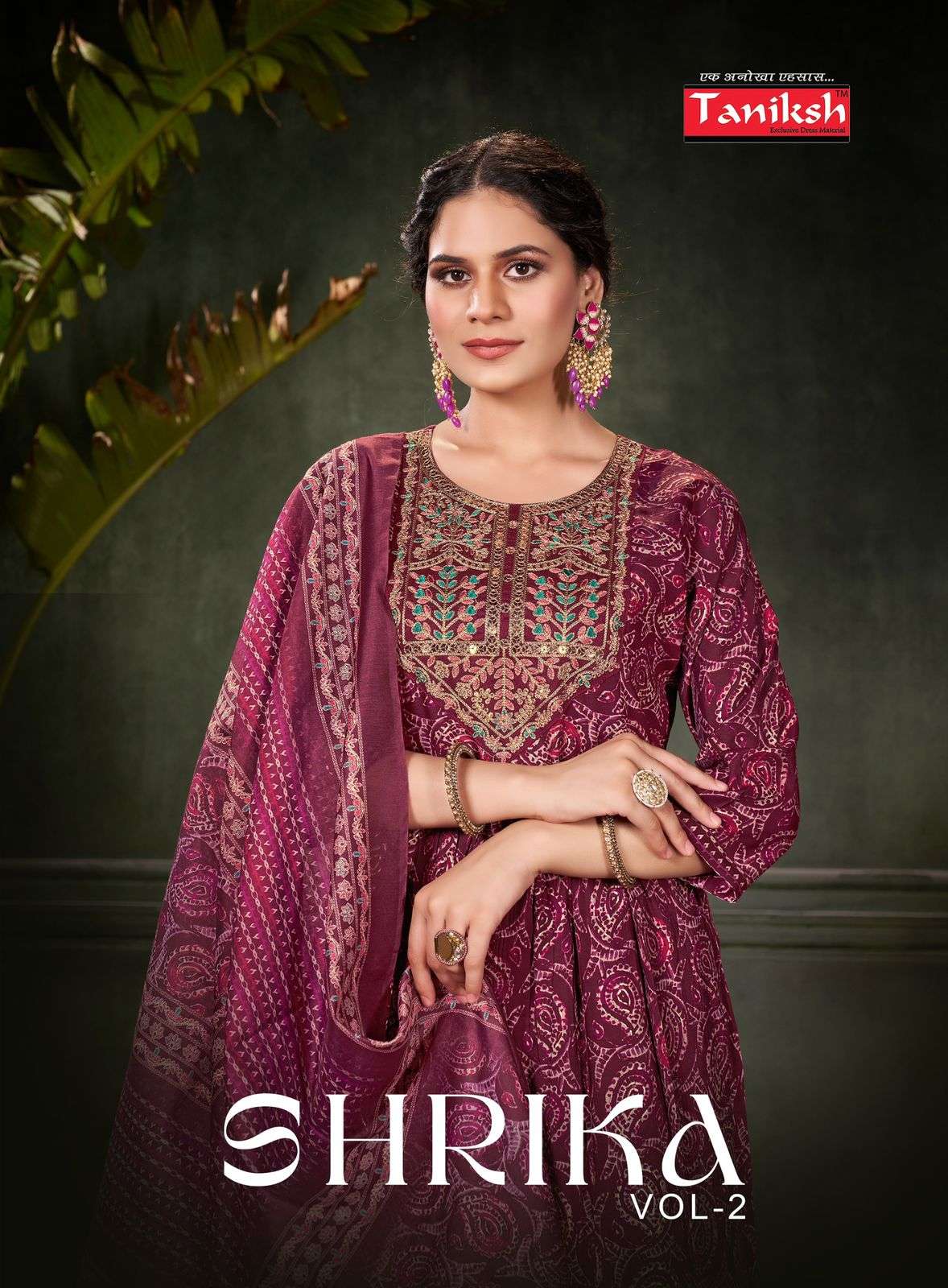 SHRIKA VOL 2 MUSLIN EMBROIDERY WORK KURTI WITH PANT AND DIGITAL DUPATTA BY TANIKSH BRAND WHOLESALER ...