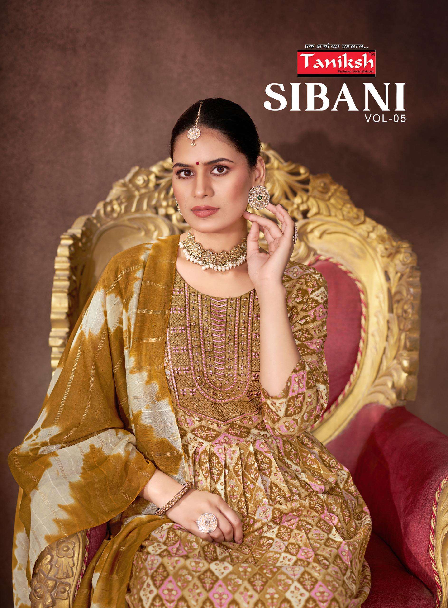 SIBANI VOL 5 RAYON PRINT SIKVANS EMBROIDERY WORK KURTI WITH PANT AND DUPATTA BY TANIKSH BRAND WHOLES...