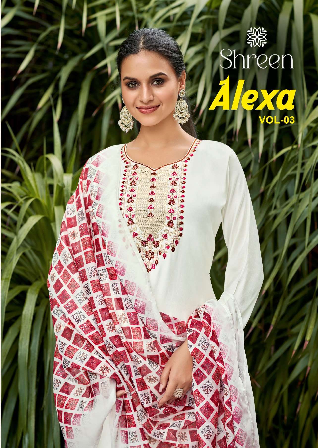 ALEXA VOL 3 ROMAN SILK EMBROIDERY WORK KURTI WITH PANT AND DIGITAL DUPATTA BY HINAYA BRAND WHOLESALE...