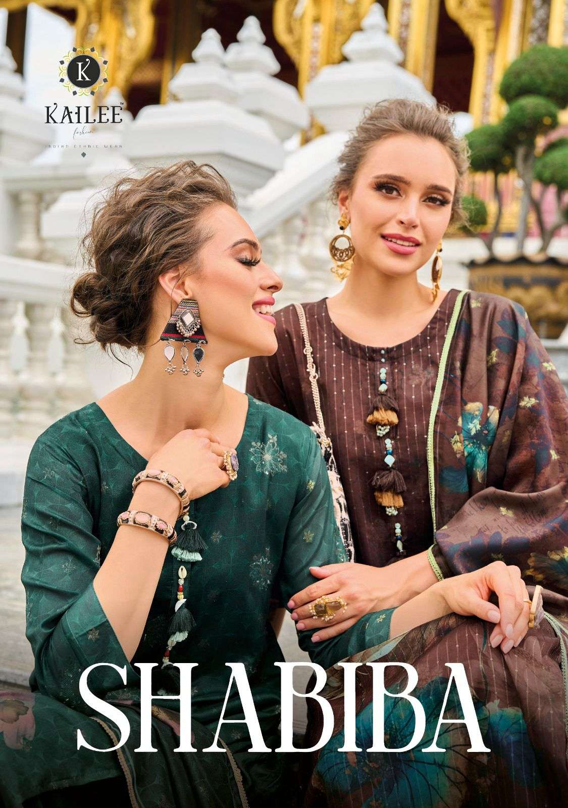 SHABIBA PURE  VISCOUSE ORGENJA PRINTS HAND WORK KURTI WITH SILK MUSILN  PANT AND DUPATTA BY KAILEE B...