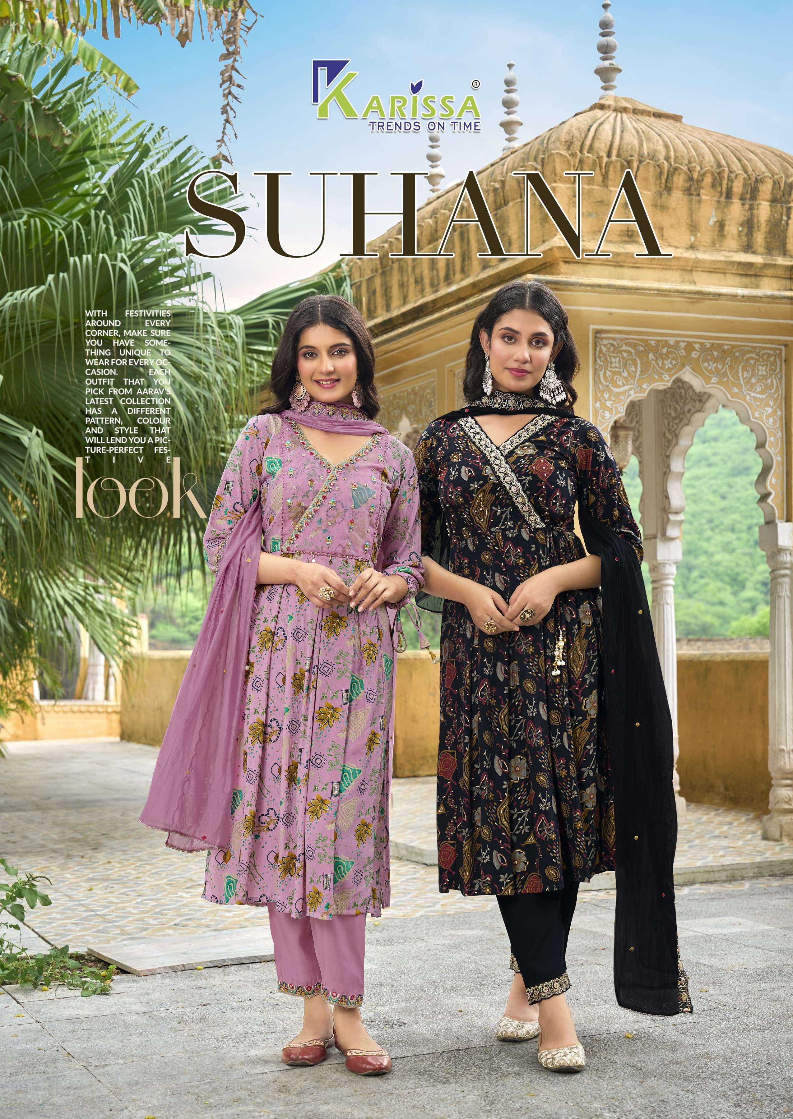 SUHANA PREMIUM PURE VISCOSE SOFT SILK HANDWORK KURTI WITH PANT AND ROMAN SILK DUPATTA BY KARISSA BRA...