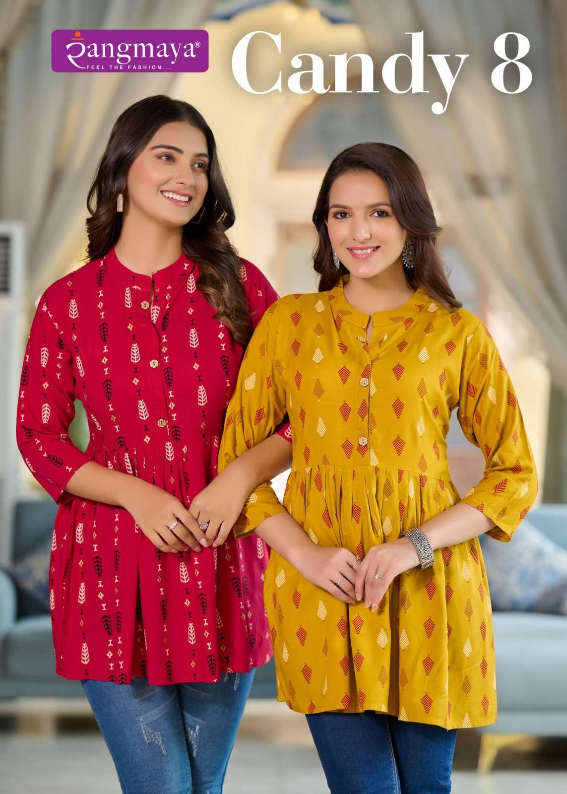 CANDY VOL 8 RAYON PRINTED FANCY TUNIC BY RANGMAYA BRAND WHOLESALER AND DEALER