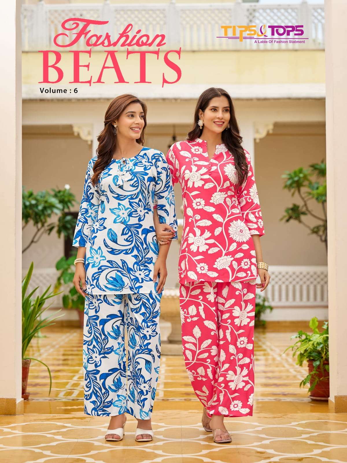 FASHION BEATS VOL 6 HEAVY REYON PRINT FANCY CO ORD SET BY TIPS AND TOPS BRAND WHOLESALER AND DEALER