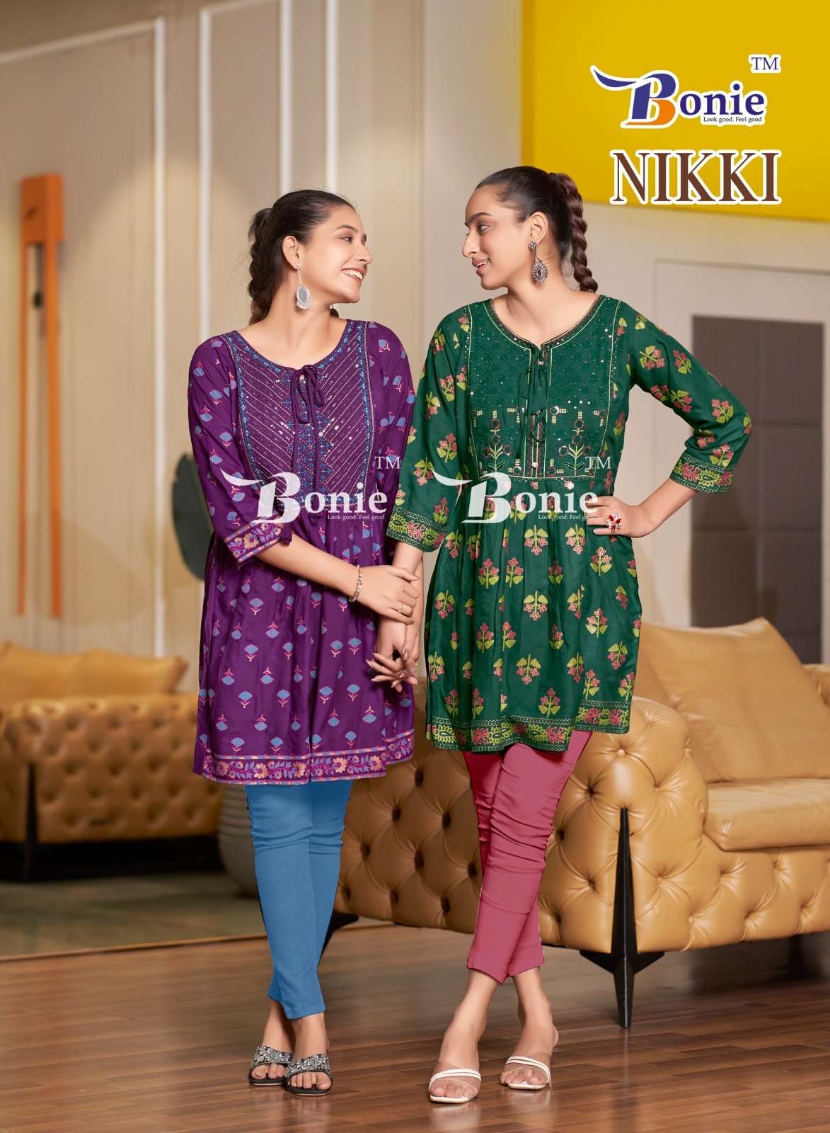 NIKKI RAYON 14KG PRINTED TUNIC BY BONIE BRAND WHOLESALER AND DEALER