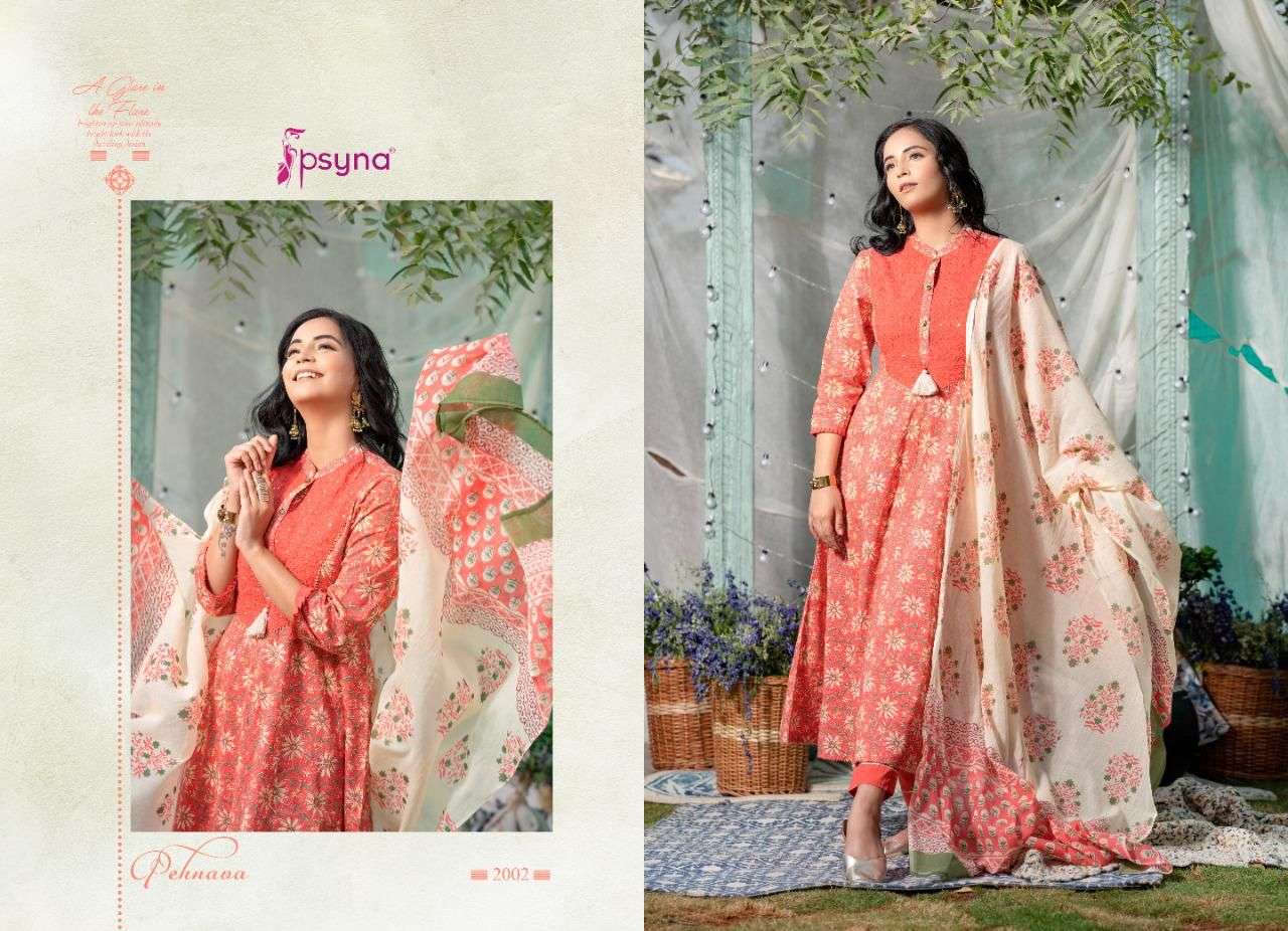 Psyna D 3030 Exclusive Print Linen Kurti Bottom Size Set Collection