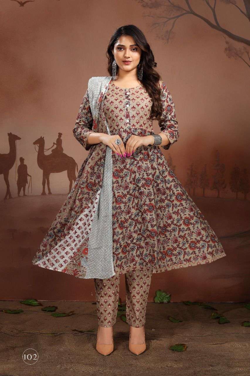 Stylish Cotton Printed Frock Style kurti at Rs.410/Piece in jaipur offer by  Madhav Industries