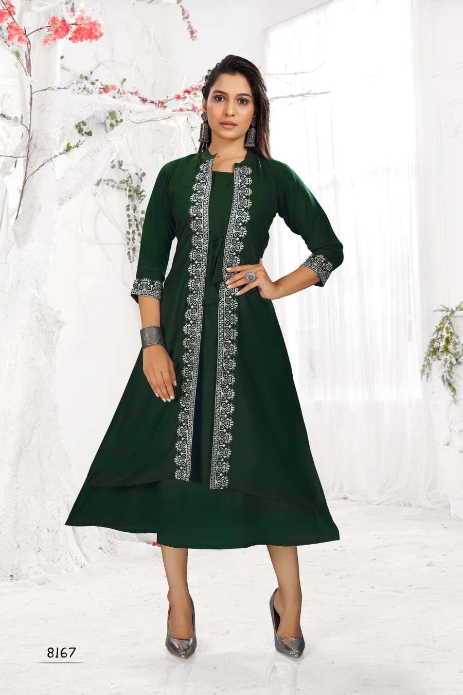NANCY BY TZU KURTI WITH ATTACHED JACKET SCARF COMBO COLLECTIONS - Reewaz  International | Wholesaler & Exporter of indian ethnic wear catalogs.
