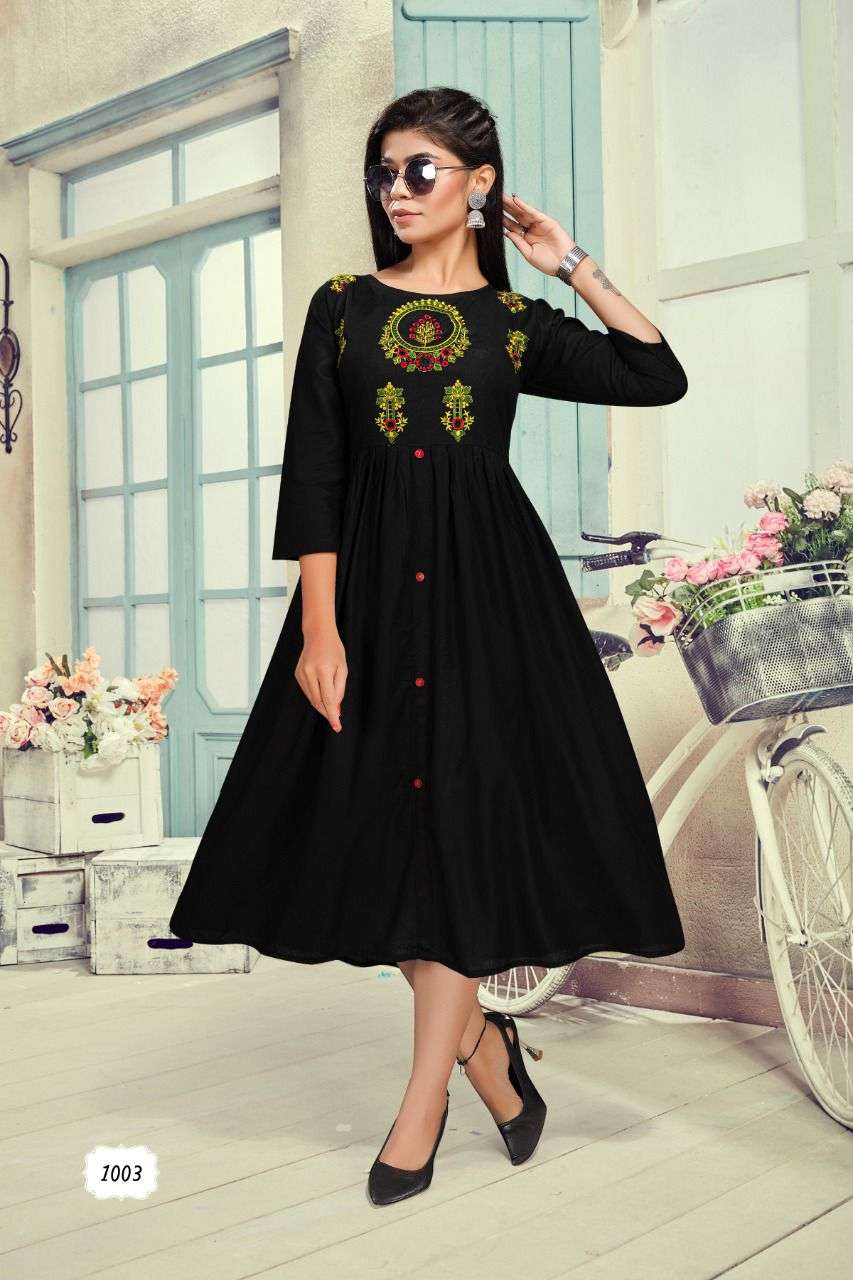 MIDI COLLECTION HEAVY RAYON HANDWORK AND LACE NEW BEAUTIFUL READYMADE  STYLISH FLORAL DESIGN LATEST FANCY GIRLISH FROCK STYLE KURTI AT BEST RATE  SUPPLIER IN INDIA MAURITIUS - Reewaz International | Wholesaler &