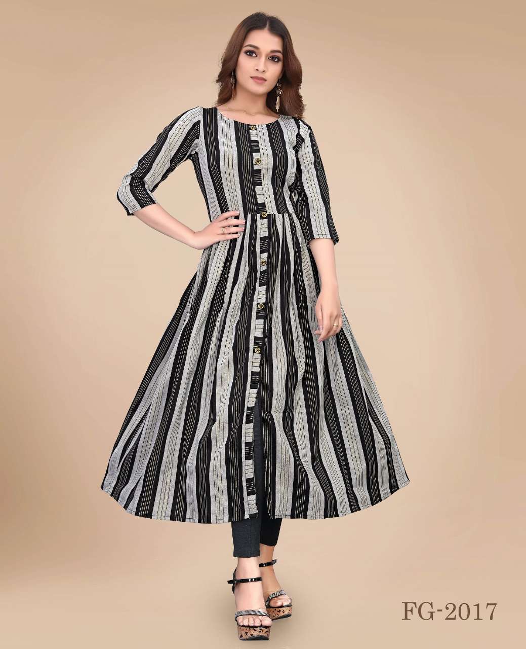 Buy VIMBALI Cotton Striped/Lining Design Kurti for Girls and Women/Summer  Collection Pure Cotton Flare Kurti at