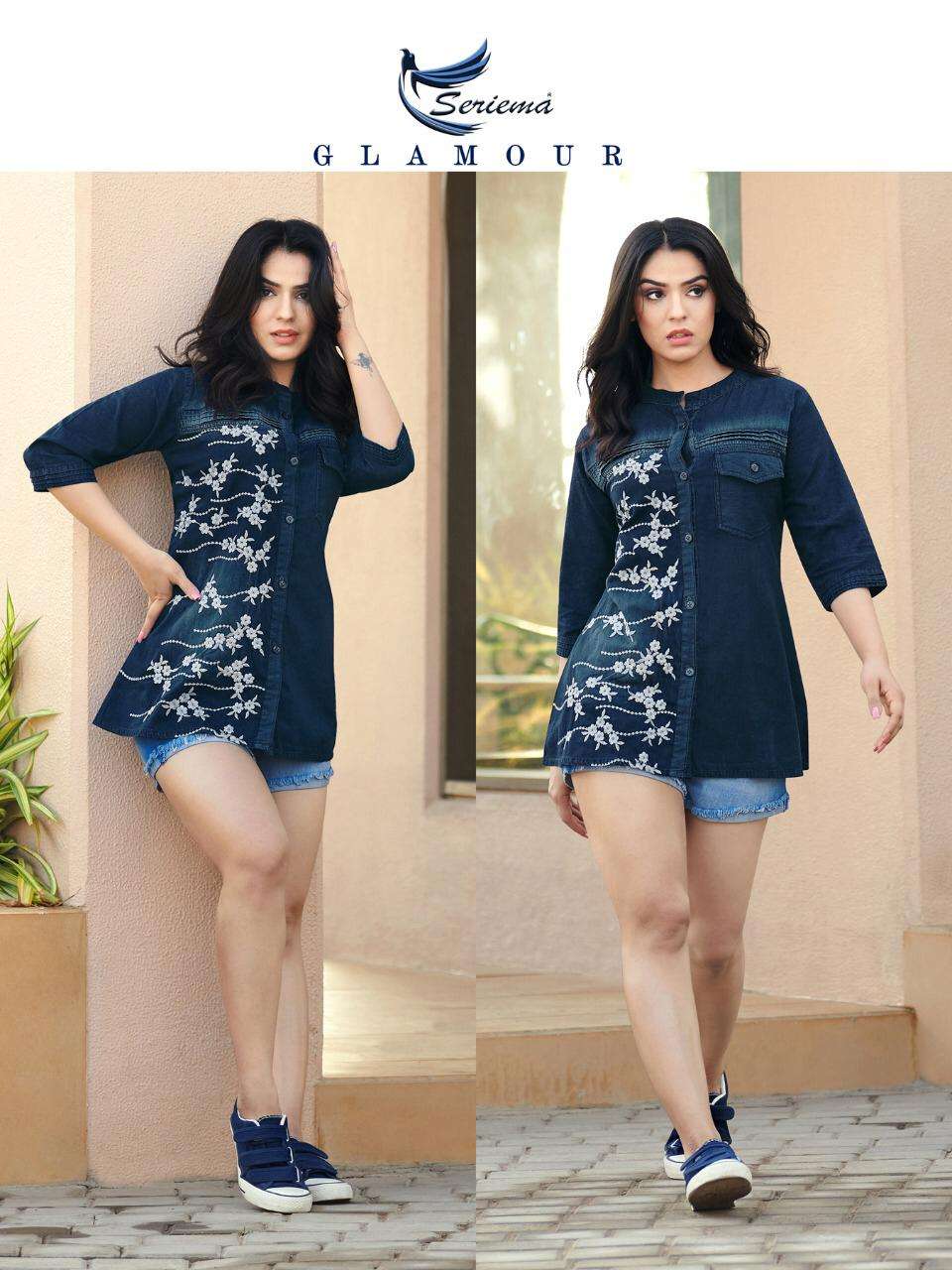 WONDER 2 BY SERIEMA BRAND PURE COTTON DENIM WITH STYLISH WASHING EFFECT AND  FANCY EMBROIDERY WORK FANCY TOP WHOLESALER AND DEALER