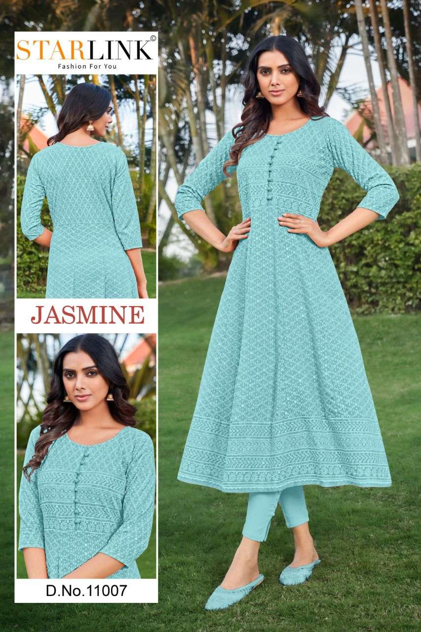 STAR LINK- JASMINE- RAYON SHIFFLI WITH FLAIR KURTI- GOWN FANCY