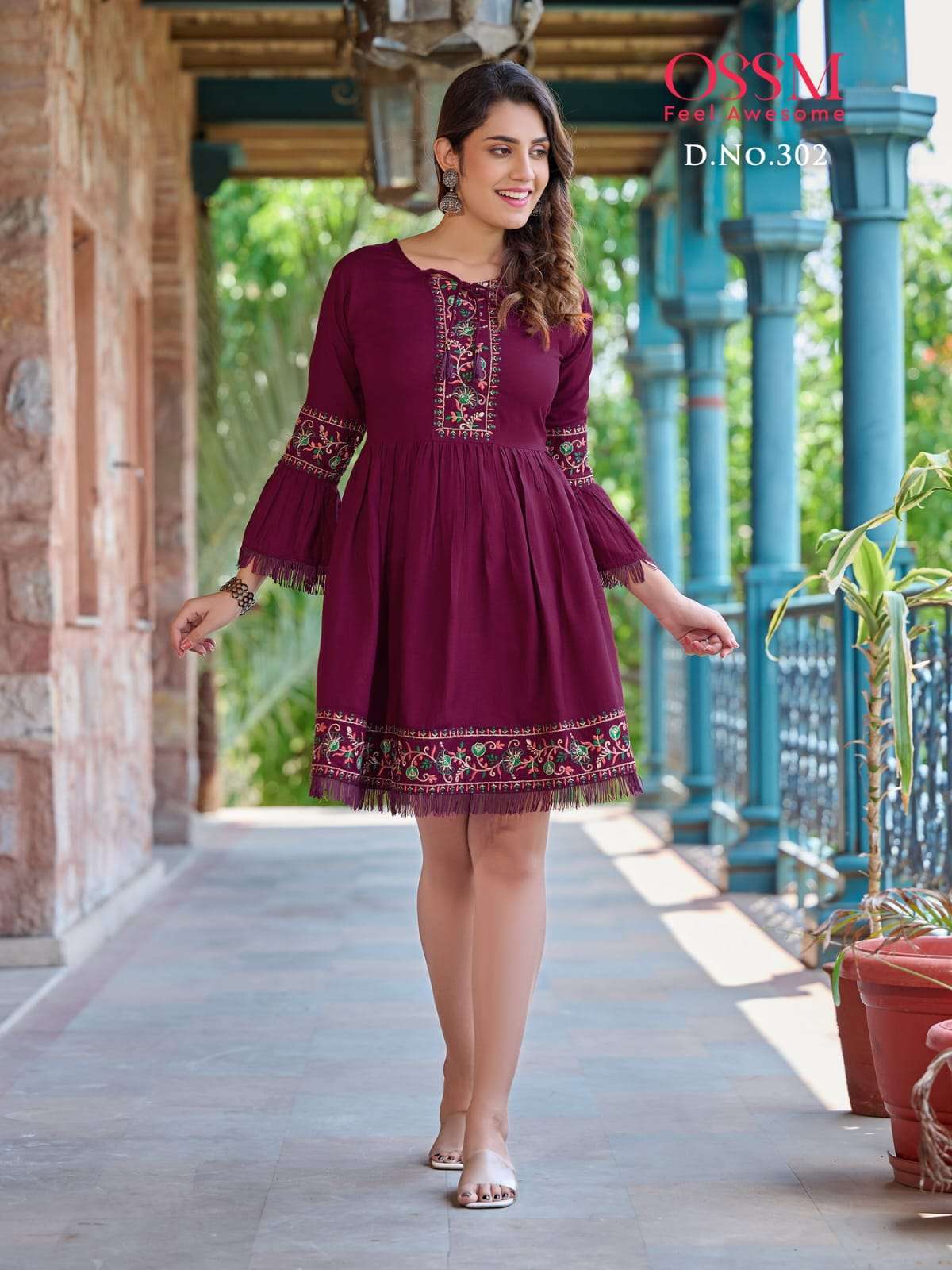 Hirwa Kvisha Cotton Jaipuri Prints Fancy Short Frock Style Kurtis