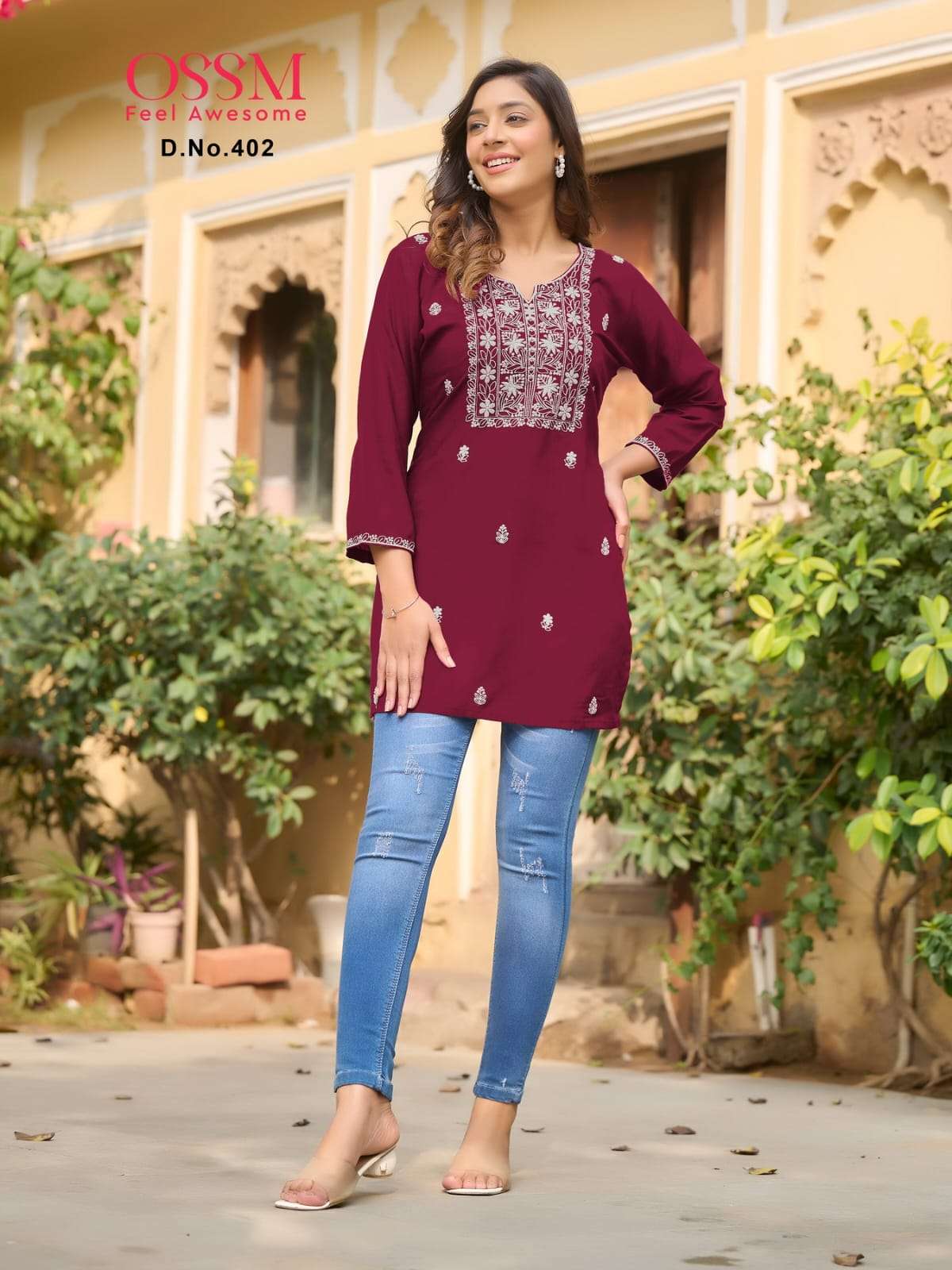 Cotton Embroidered FANCY JEANS TOPS, 4 COLOR at Rs 405 in Surat